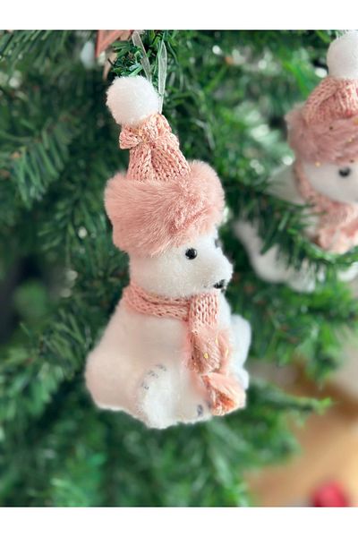 QUEEN AKSESUAR Imported luxury Christmas collectable mesh cap with scarf decorated feathered polar bear tree tree pink white