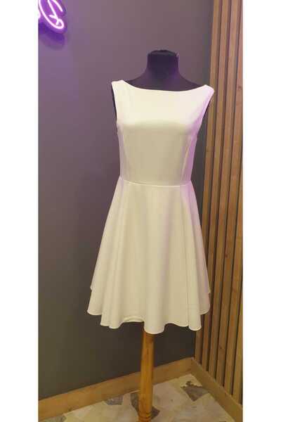serpildinc Special Design White Flared Dress