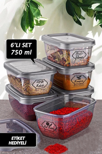 Queen’s Kitchen 6 Pieces 750ml Storage & Spice Set with Label