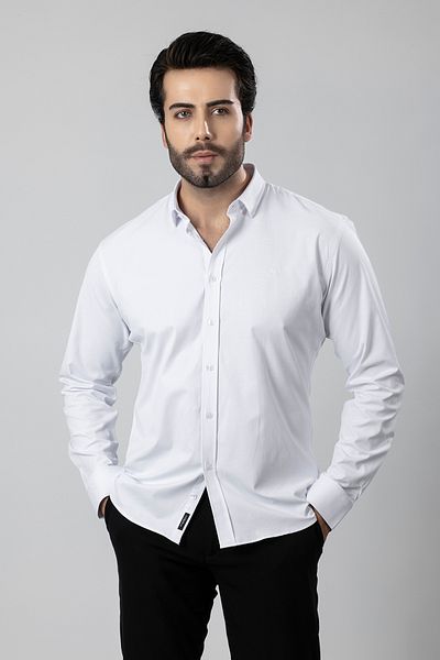 Polo Air POLO AIR MEN'S LONG SLEEVE SHIRT SLIMFIT LYCRA FABRIC PA-179 WHITE COLOR