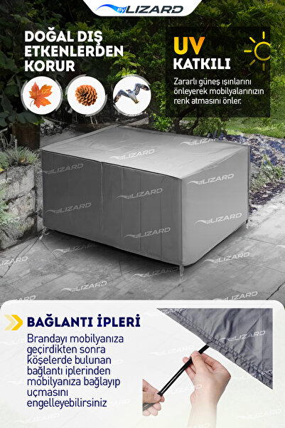 ByLizard Bahçe Mobilya Koruma Örtüsü 320x200x80 Cm Gri Su Geçirmez