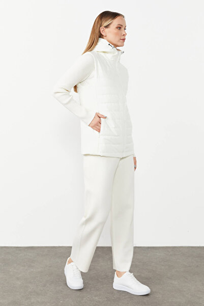 Butik Triko Knitwear Combination Hooded Quilted Vest