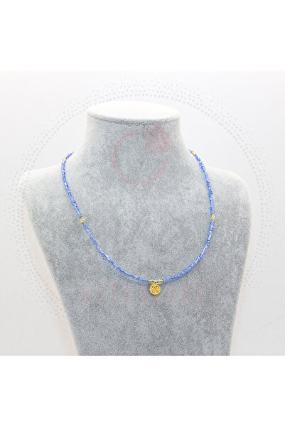 Eve Accessory Mavi Kesme Boncuk Kolye