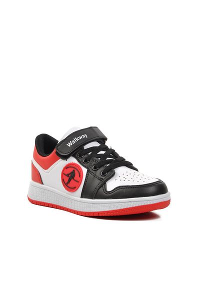 WALKWAY Sloga-F Black-White-Red Velcro Children's Sneakers