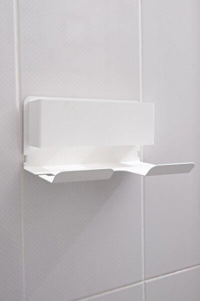 risingmaber Beyaz Metal Yapışkanlı Saç Kurutma Askısı Yapışkanlı Banyo Düzenleyici Organizer Fön Makinelik Mt83b
