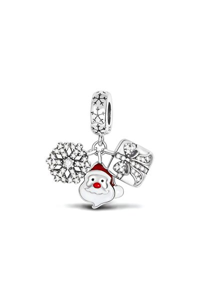 Corney Design Noel Baba ve Kar Tanesi Gümüş Charm 925 ayar