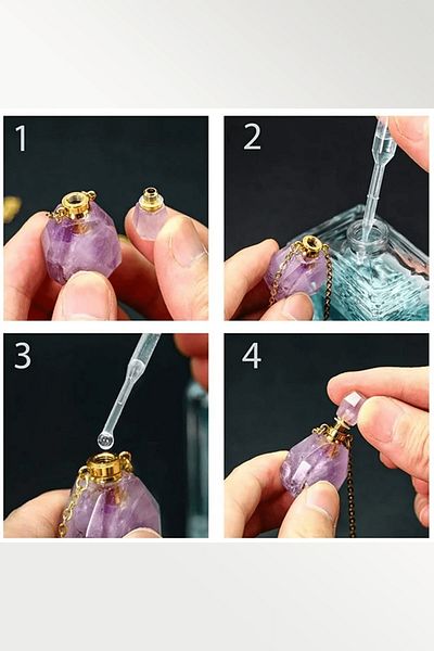 Tesbih Atölyesi Certified Perfume Bottle Designed Crystal Quartz Stone Necklace - Silver Apparatus