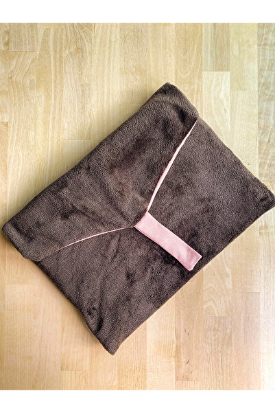 Anı Home Acı Kahve Peluş Pembe Astarlı Zarf Modeli Laptop Ve Evrak Çantası