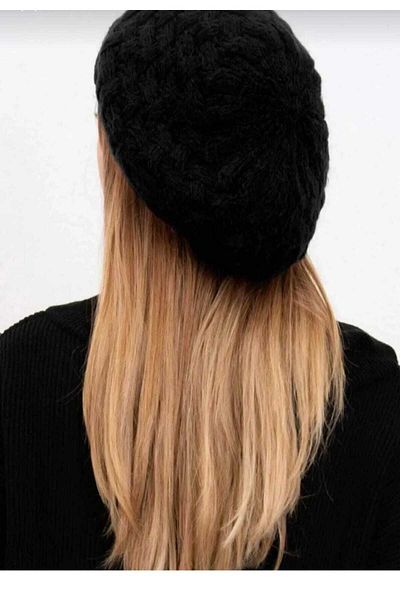 Betülce Women's Painter Beret Quality Knitwear Beret Black unisex soft