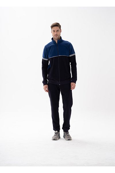 Jiber Men's Navy Blue Zippered Fleece Set 15177