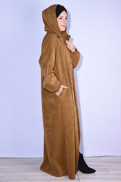 Nowa Scarf Tan Color Modal Fabric Hat Detachable Overcoat Coat
