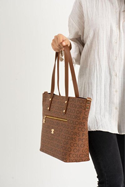 ImPolo Linda KamelPrintedPrinted Three-Eye γυναικεία τσάντα ώμου 28x41 Μέγεθος