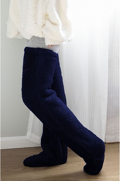 kubbe Tedy Plush Sleeping Socks Welsoft Above Knee Home Socks Foot Warmer Long Socks