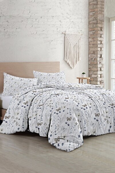 MonoHome Set cuvertură de pilota din satin de lux cu flori de fluture - King Size 220x240cm