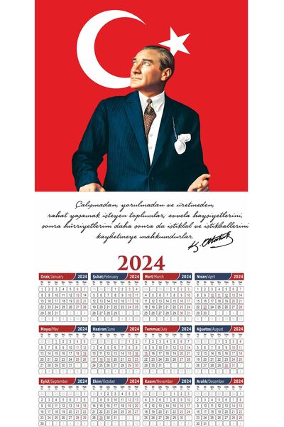 Bayrak ATATÜRK RESİMLİ KUMAŞ/ASKILI TAKVİM