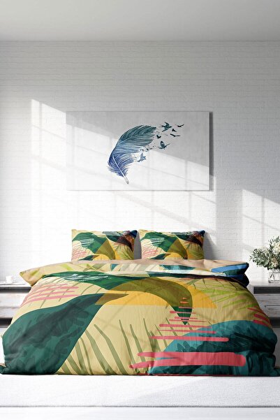 MonoHome King Size Relaxing Leaves - Double Natural Duvet Cover Set 220X240Cm