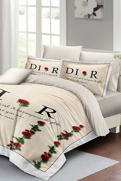 MonoHome Kıng Sıze Комплект спално бельо - 100% естествен памук, за двама, 3D Digital Poetry Roses, 220x240cm