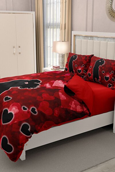 MonoHome King Size Valentine's Day Double Duvet Cover Set 100% Cotton Color of Love 220X240Cm