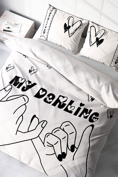 MonoHome Double King Size Duvet Cover Set - Cotton Satin, 3D Custom Design, Darling 220X240Cm