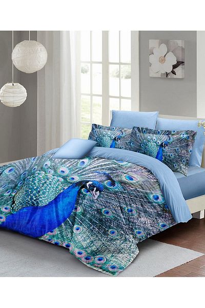 MonoHome Set cuvertură de pilota dublă King Size - 100% bumbac satinat, Pauw 220x240cm