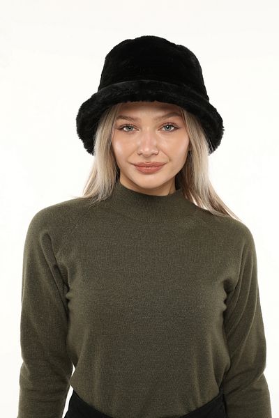 Aghilo Black Plush Women's Hat - Bucket Bucket