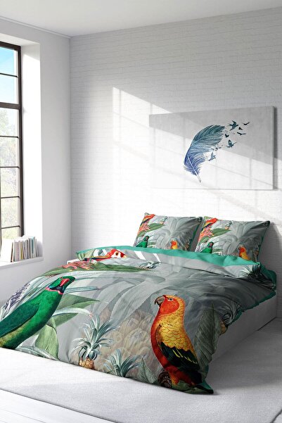 MonoHome King Size Parrot World Natural Double Duvet Cover Set 220X240Cm