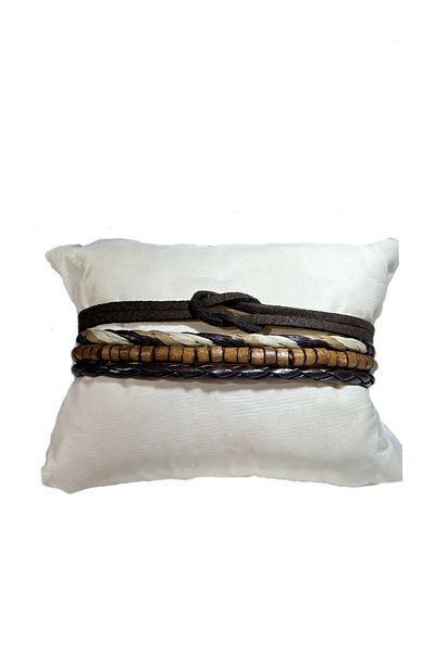 etniko Unisex Multiple Brown Bracelet with Friendship Tie Knot Detail