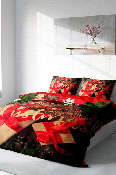 MonoHome Merry Christmas King Size Duvet Cover Set - Double 3D, Cotton Satin, 220X240Cm Gift