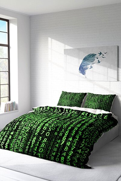 MonoHome The Coder 3D King Size Cotton Satin Duvet Cover Set - Double, 220X240Cm
