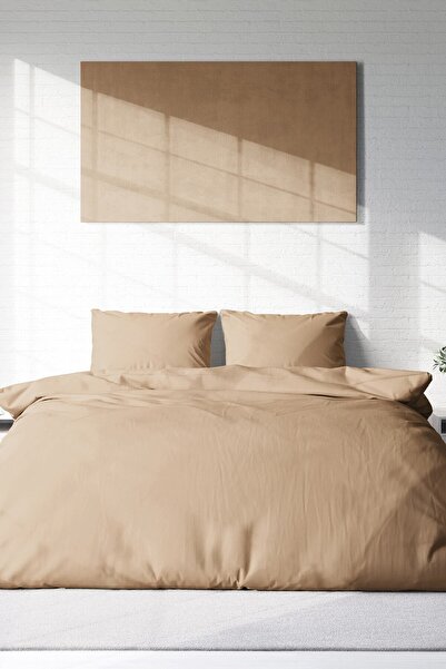 MonoHome King Size Brown Lux Cotton Ranforce Double Duvet Cover Set 220X240Cm