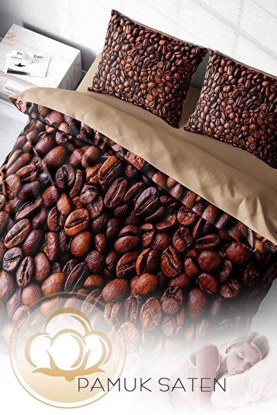 MonoHome Double King Size Coffee Duvet - 3D Cotton Satin Duvet Cover Set 220X240Cm