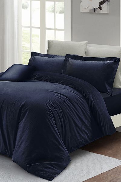 MonoHome Navy Blue Lux Cotton - Double Ranforce Duvet Cover Set 220X240Cm