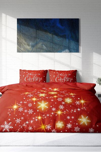 MonoHome Christmas Ornament Merry Christmas - Double 3D Duvet Cover Set, Cotton Satin, 220X240Cm