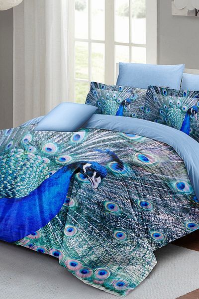 MonoHome Set cuvertură de pilota dublă King Size - 100% bumbac satinat, Pauw 220x240cm