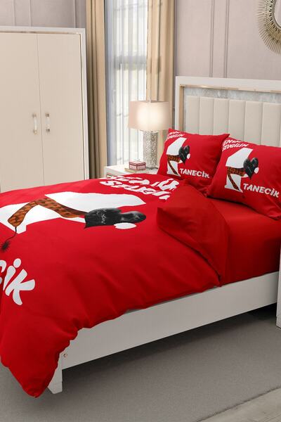 MonoHome King Size Double Duvet Cover Set for Valentine's Day - 100% Cotton Satin, 220X240Cm
