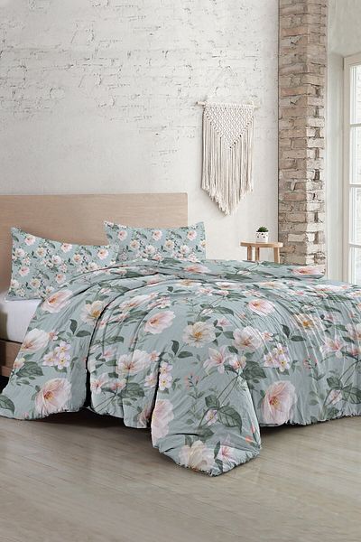 MonoHome Spring Fresh Luxury King Size Διπλό Σετ Παπλωματοθήκη από Βαμβακερό Σατέν - 220x240cm