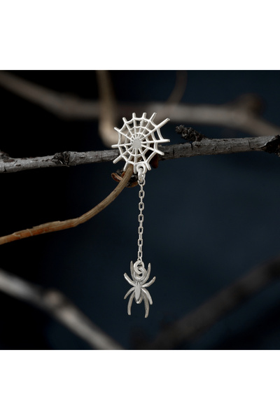 Dkmn Silver 925 AYAR GÜMÜŞ SALLANTILI ÖRÜMCEK KÜPE