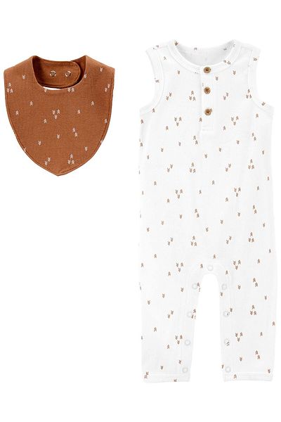 Carter's Baby Overalls Bib Set 2 Pack White