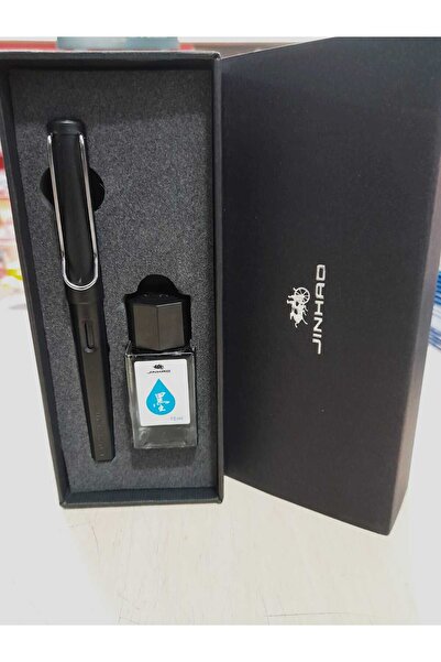 jinhao Dolma Kalem seti F uç Metalik SİYAH renkli sert mika gövde özel kutusu...