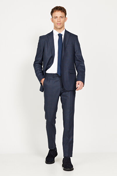 ALTINYILDIZ CLASSICS Ανδρικό καρό κοστούμι Slim Fit - Petrol και Claret Red