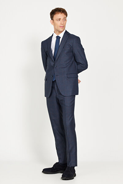 ALTINYILDIZ CLASSICS Ανδρικό καρό κοστούμι Slim Fit - Petrol και Claret Red