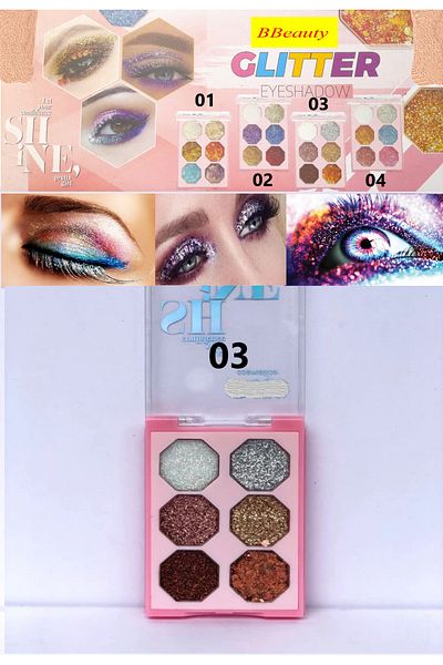 BBeauty 6-Piece Shimmering Glitter Eyeshadow - Comfortable Eyeshadow Palette