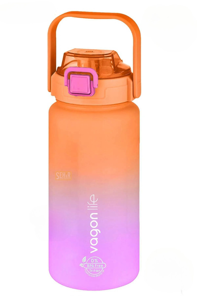 Vagonlife قارورة تريتان تحفيزية جديدة مزدوجة اللون سعة 1500 مل مع مقبض وشماعة...