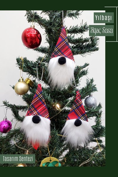 Tasarım Sentezi 3-Piece New Year's Fortune Gnome Pine Tree Ornament Decor New Year's Ornament Santa Claus New Year's Gift Christmas