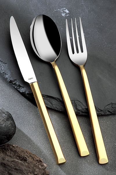 Narin Antares Dinner Fork - Matte Gold - 12 Pieces