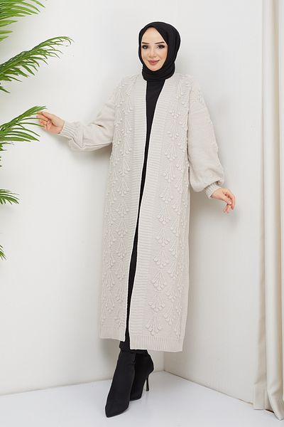 Pamuk Butik Γυναικεία Πλεκτά Ολόσωμο Ζακέτα με σχέδιο Cherry Stone Color