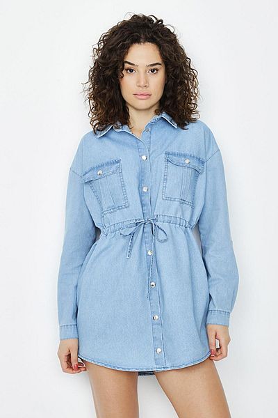 Select Moda Rochie cămașă din denim cu închidere cu apăsare