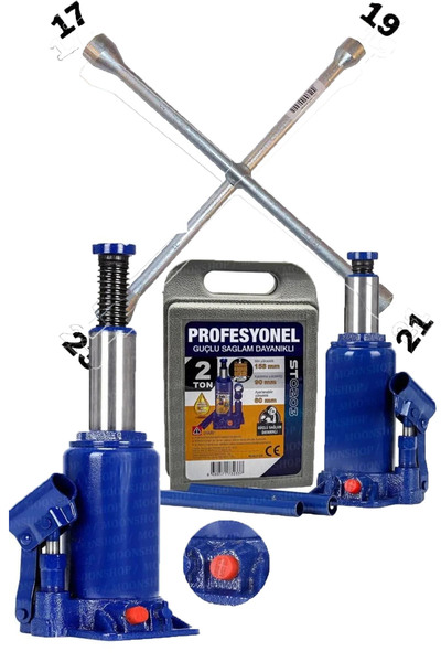 MOONSHOP 2 Ton Şişe Oto Araç Krikosu Bijon Kolu Hediyeli Çelik Malzeme Yapımı...