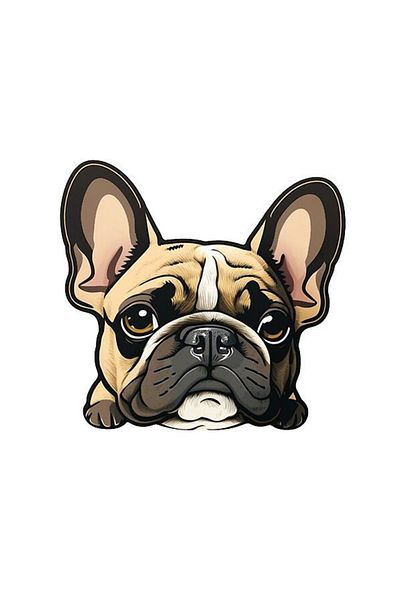 MegaSticker Autocolant Bulldog Francez pentru masina, motocicleta, cască, laptop, parbriz 13x11 cm
