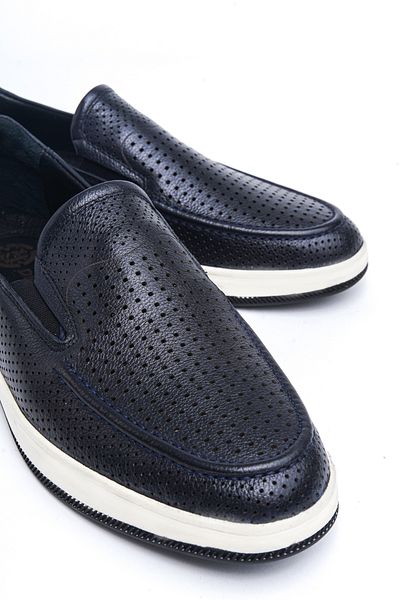 Deripabuc Genuine Leather Navy Blue Men's Leather Casual Shoes Mrd7-2099